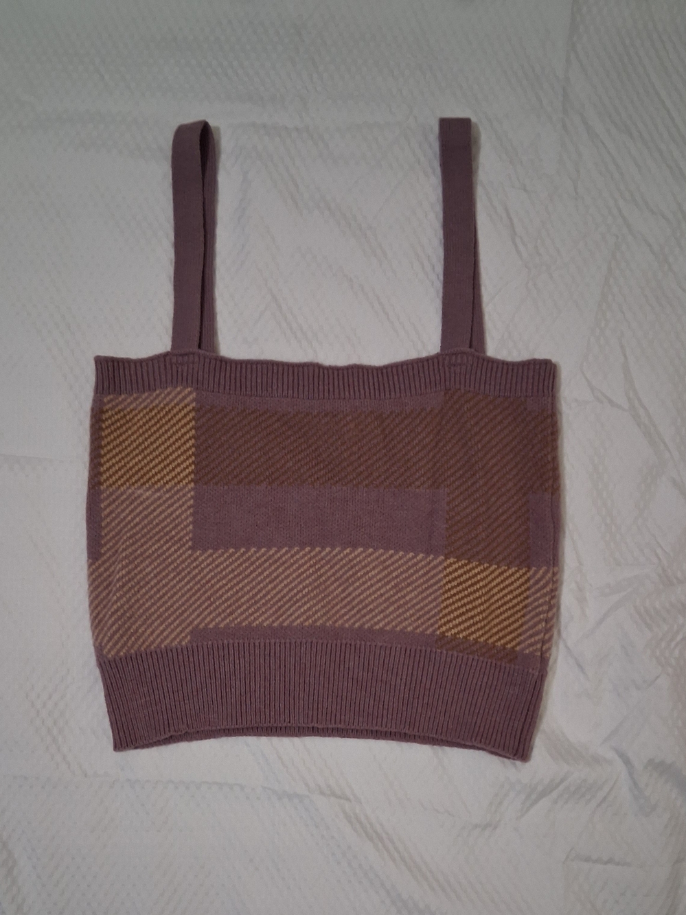 Mauve Geometric Knit Crop Tank Top